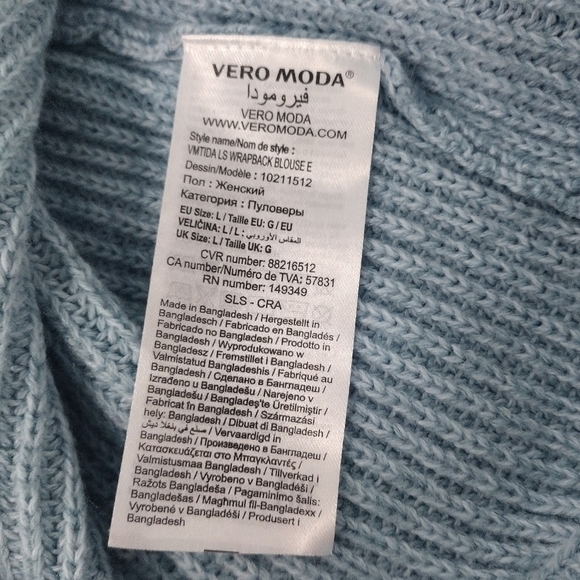 Vero Moda tida wrap back blue tone long sleeve sweater size L - Picture 5 of 10
